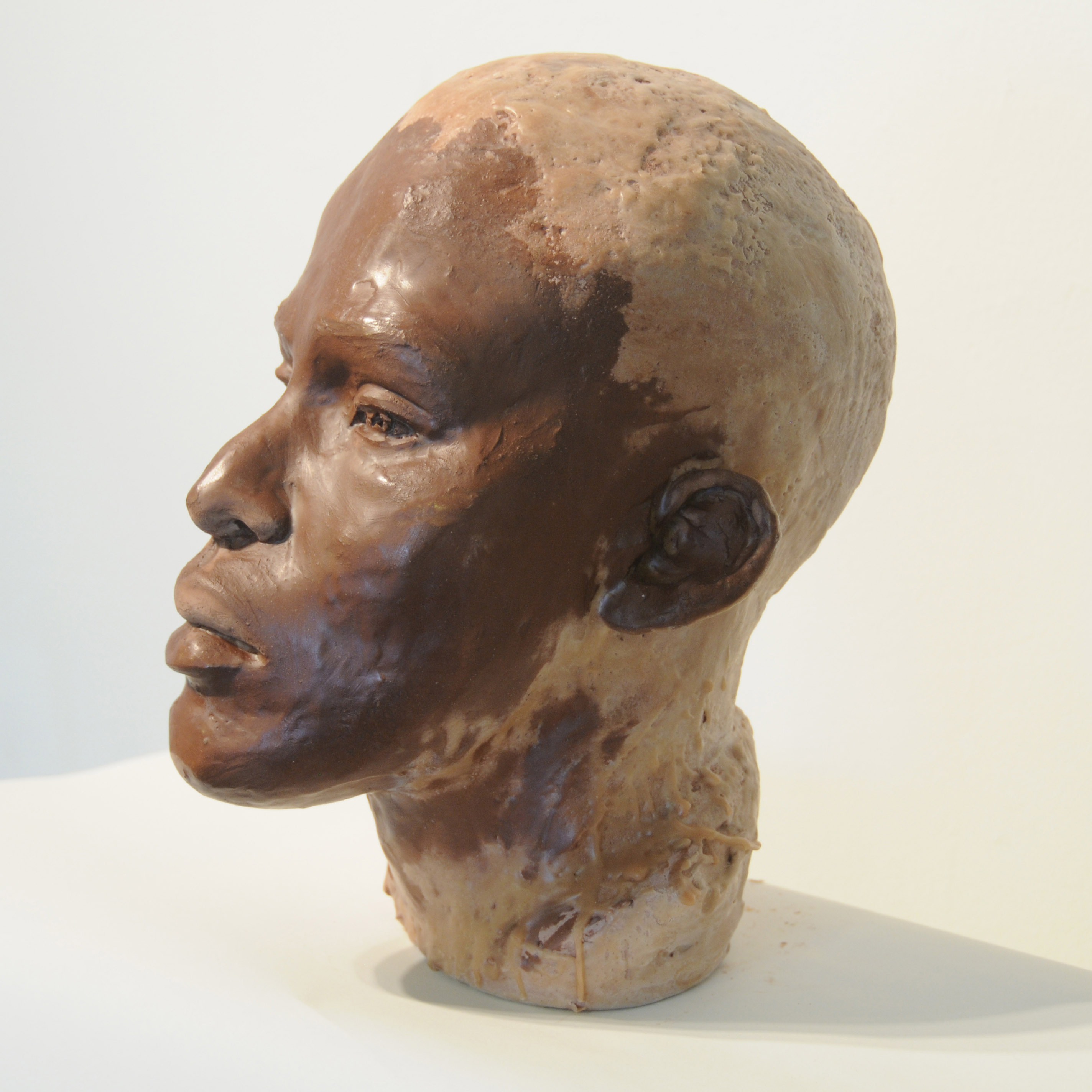 Portrait Sculpture, Clay with Encaustic
